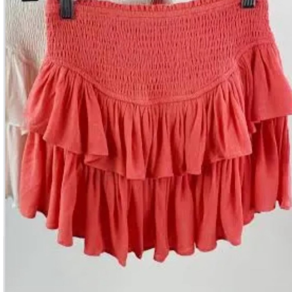 Pink Smocked Ruffled Mini Skirt for Resort